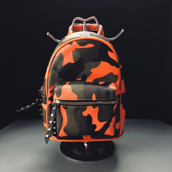 orange camo mini backpack